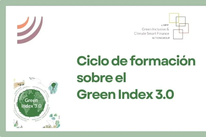 Gráfico de un mundo verde, título de la capacitación, logos de los organizadores.