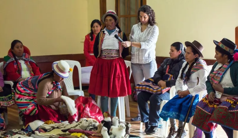 Carolina in Cusco with recipients of the Juntos CCT program