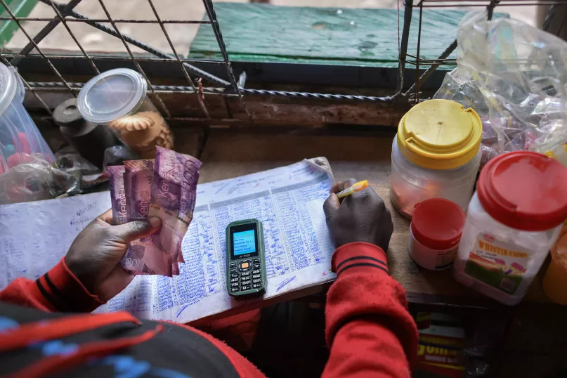 Mobile money agent in Kenya.