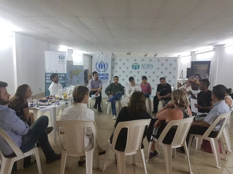 Encuentro en Buenos Aires entre proveedores de servicios financieros, refugiados y solicitantes asilo organizado por ACNUR. Crédito de foto: ACNUR.