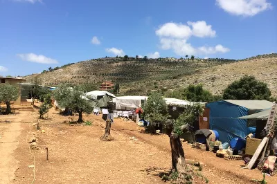 A refugee camp.