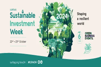 LuxFLAG Sustainable Investment Week event banner with design and text.