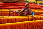 Woman drying cotton threads. Photo credit: Sanghamitra Sarkar, 2015 CGAP Photo Contest