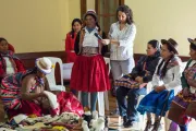 Carolina in Cusco with recipients of the Juntos CCT program