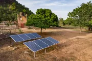Solar panels that power a water pump in rural Mali. Photo by Communication for Development Ltd.